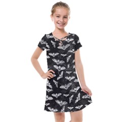 Vintage Halloween Bat Pattern Kids  Cross Web Dress by Valentinaart