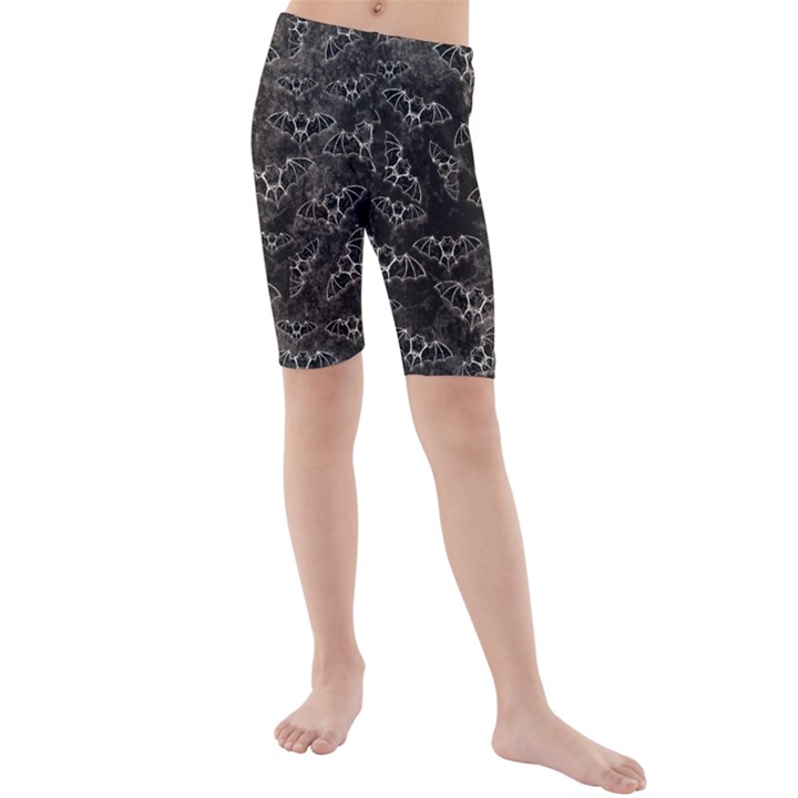 Vintage Halloween Bat pattern Kids  Mid Length Swim Shorts