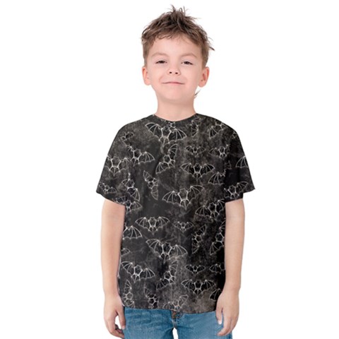 Vintage Halloween Bat Pattern Kids  Cotton Tee by Valentinaart