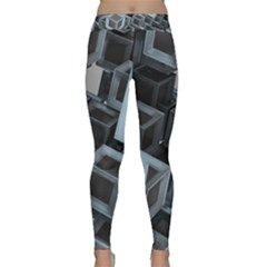 3d Cube Fantasy Square Shape Classic Yoga Leggings by Simbadda