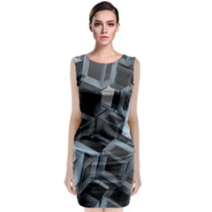 3d Cube Fantasy Square Shape Sleeveless Velvet Midi Dress