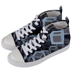 3d Cube Fantasy Square Shape Women s Mid-top Canvas Sneakers by Simbadda