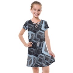 3d Cube Fantasy Square Shape Kids  Cross Web Dress by Simbadda