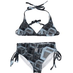 3d Cube Fantasy Square Shape Kids  Classic Bikini Set