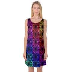 Rainbow Grid Form Abstract Sleeveless Satin Nightdress by Simbadda