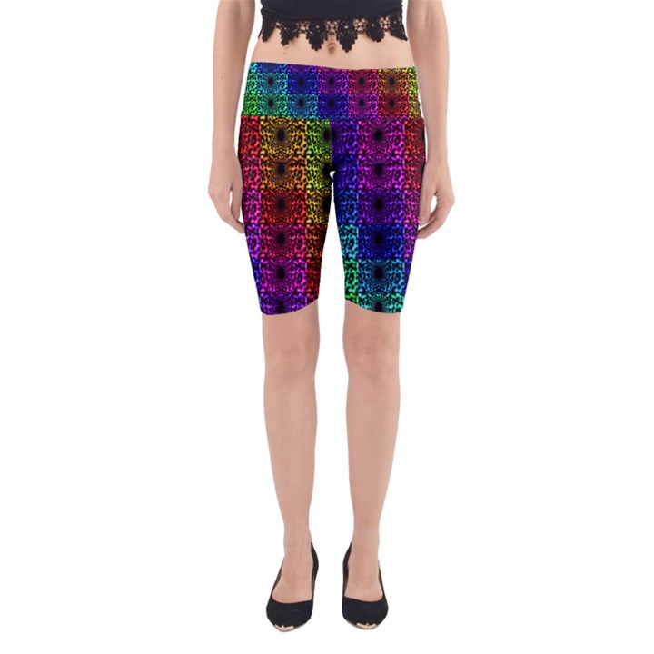 Rainbow Grid Form Abstract Yoga Cropped Leggings