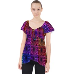 Rainbow Grid Form Abstract Lace Front Dolly Top by Simbadda