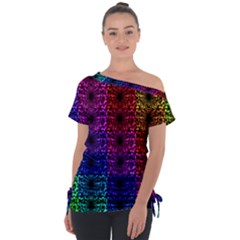 Rainbow Grid Form Abstract Tie-up Tee