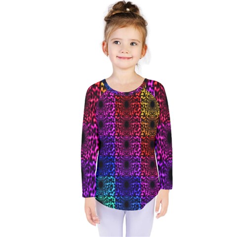 Rainbow Grid Form Abstract Kids  Long Sleeve Tee by Simbadda