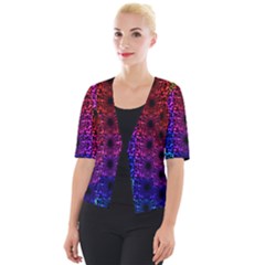 Rainbow Grid Form Abstract Cropped Button Cardigan by Simbadda