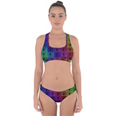 Rainbow Grid Form Abstract Cross Back Hipster Bikini Set by Simbadda