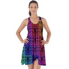 Rainbow Grid Form Abstract Show Some Back Chiffon Dress by Simbadda