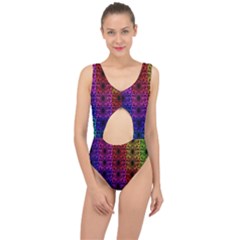 Rainbow Grid Form Abstract Center Cut Out Swimsuit