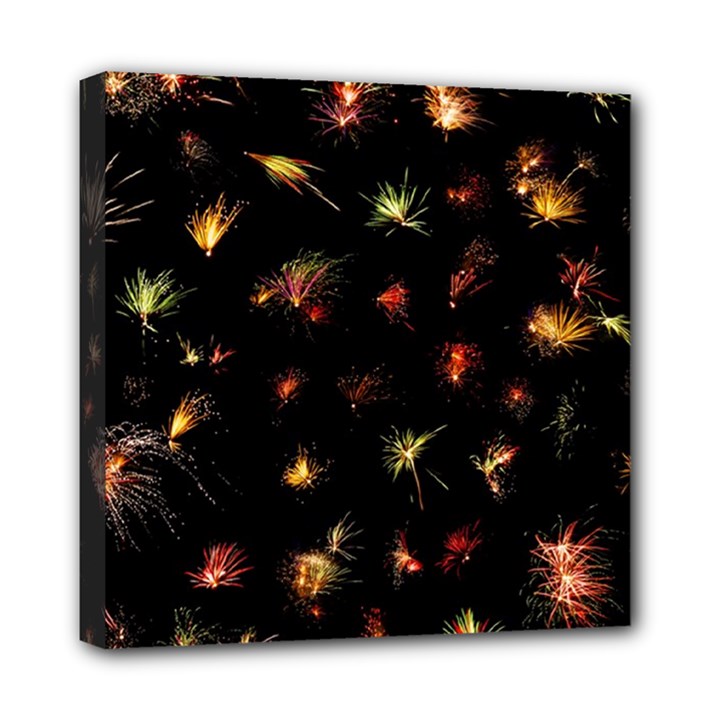 Fireworks Christmas Night Dark Mini Canvas 8  x 8  (Stretched)