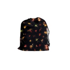 Fireworks Christmas Night Dark Drawstring Pouch (small) by Simbadda