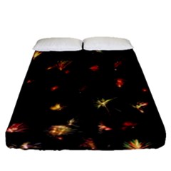 Fireworks Christmas Night Dark Fitted Sheet (queen Size) by Simbadda