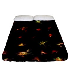 Fireworks Christmas Night Dark Fitted Sheet (king Size) by Simbadda