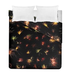 Fireworks Christmas Night Dark Duvet Cover Double Side (full/ Double Size)