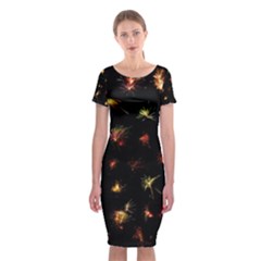 Fireworks Christmas Night Dark Classic Short Sleeve Midi Dress by Simbadda