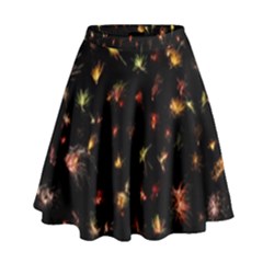 Fireworks Christmas Night Dark High Waist Skirt by Simbadda