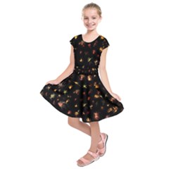 Fireworks Christmas Night Dark Kids  Short Sleeve Dress