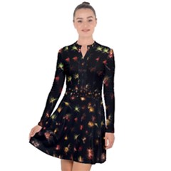 Fireworks Christmas Night Dark Long Sleeve Panel Dress by Simbadda