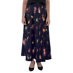 Fireworks Christmas Night Dark Flared Maxi Skirt by Simbadda