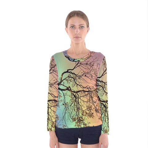 Rainbow Branch Boxer Shorts Women s Long Sleeve Tee by Simbadda