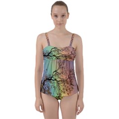 Rainbow Branch Boxer Shorts Twist Front Tankini Set by Simbadda