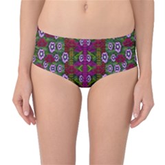 Floral Climbing To The Sky For Ornate Decorative Happiness Mid-waist Bikini Bottoms by pepitasart