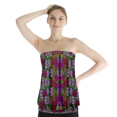 Floral Climbing To The Sky For Ornate Decorative Happiness Strapless Top by pepitasart