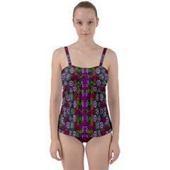 Floral Climbing To The Sky For Ornate Decorative Happiness Twist Front Tankini Set by pepitasart