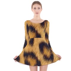 Animal Print Leopard Long Sleeve Velvet Skater Dress by NSGLOBALDESIGNS2