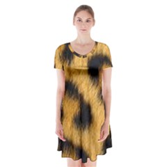 Animal Print Leopard Short Sleeve V-neck Flare Dress by NSGLOBALDESIGNS2