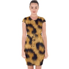 Animal Print Leopard Capsleeve Drawstring Dress  by NSGLOBALDESIGNS2