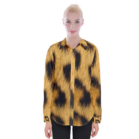 Animal Print Leopard Womens Long Sleeve Shirt by NSGLOBALDESIGNS2