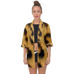 Animal Print Leopard Open Front Chiffon Kimono by NSGLOBALDESIGNS2