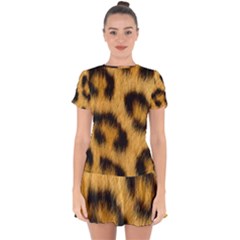 Animal Print Leopard Drop Hem Mini Chiffon Dress by NSGLOBALDESIGNS2