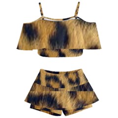 Animal Print Leopard Kids  Off Shoulder Skirt Bikini by NSGLOBALDESIGNS2