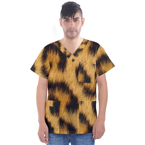 Animal Print Leopard Men s V-neck Scrub Top by NSGLOBALDESIGNS2