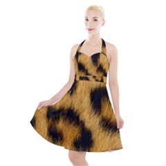 Animal Print Leopard Halter Party Swing Dress  by NSGLOBALDESIGNS2