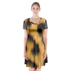 Animal Print Short Sleeve V-neck Flare Dress by NSGLOBALDESIGNS2