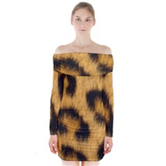 Animal Print 3 Long Sleeve Off Shoulder Dress by NSGLOBALDESIGNS2