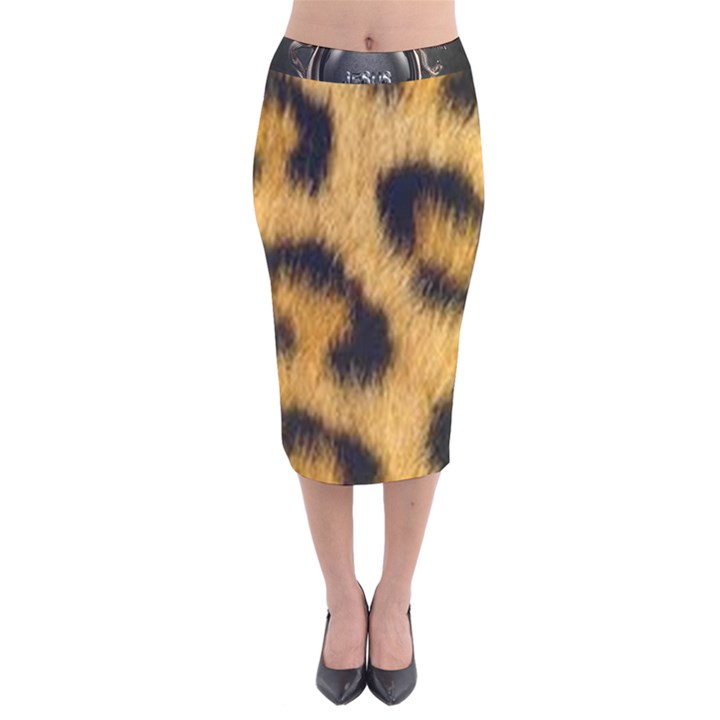 Animal print 3 Velvet Midi Pencil Skirt