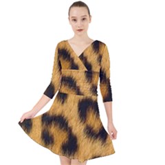 Animal Print 3 Quarter Sleeve Front Wrap Dress by NSGLOBALDESIGNS2