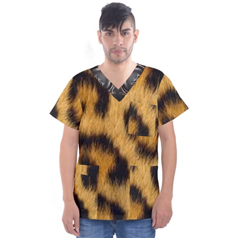 Animal Print 3 Men s V-neck Scrub Top by NSGLOBALDESIGNS2