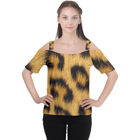 Leopard Print Cutout Shoulder Tee by NSGLOBALDESIGNS2