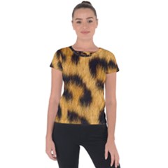 Leopard Print Short Sleeve Sports Top 