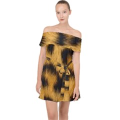 Leopard Print Off Shoulder Chiffon Dress by NSGLOBALDESIGNS2