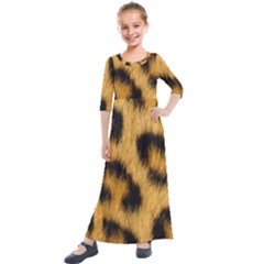 Leopard Print Kids  Quarter Sleeve Maxi Dress